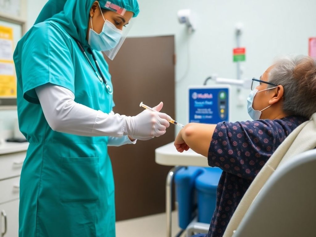 Vaccinare într-un mediu medical profesionist.