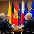 Lideri europeni discutând decizii pentru România.